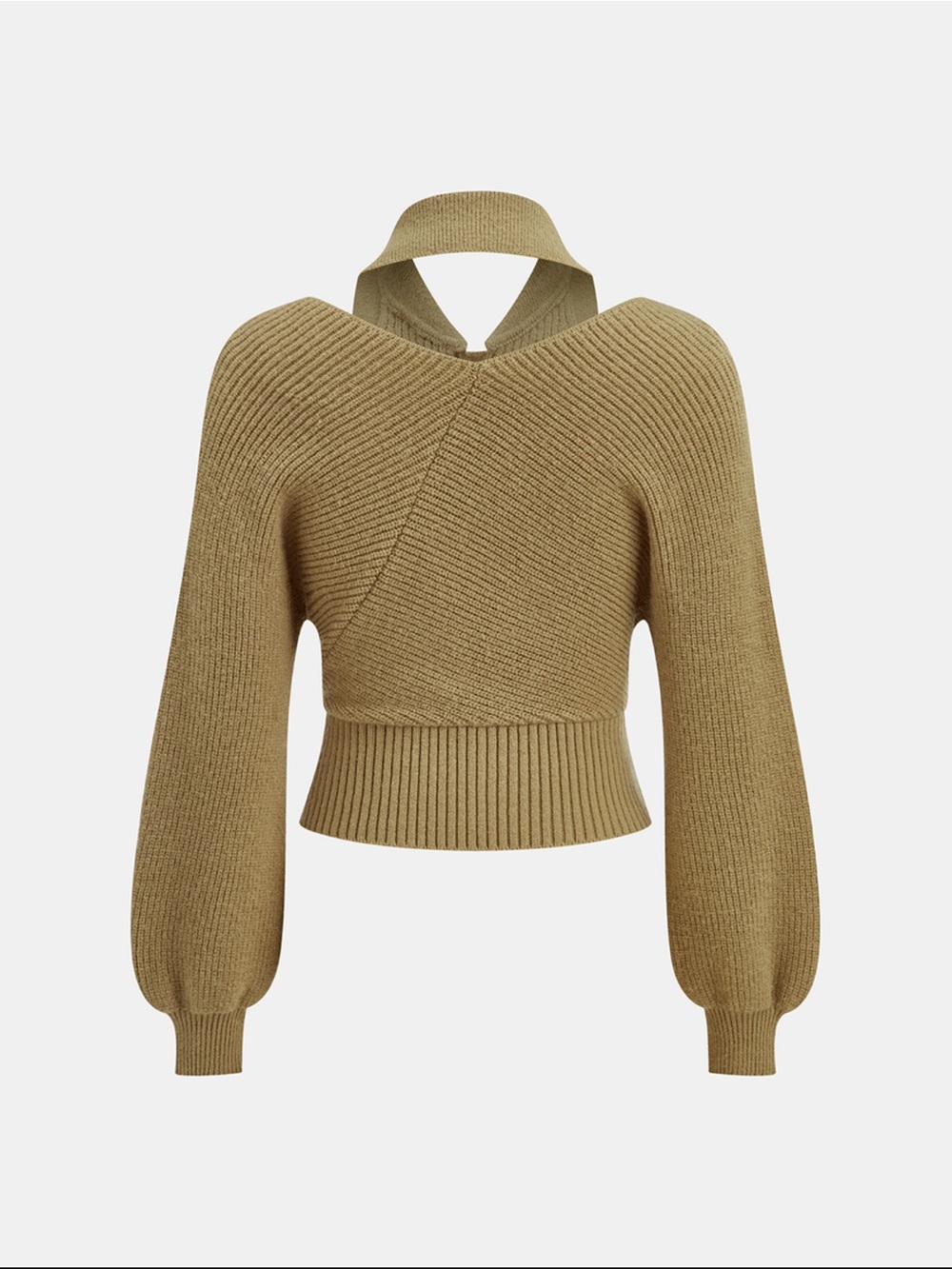 Cutout-Collar Ribbed Sweater - Picture 3 of 5